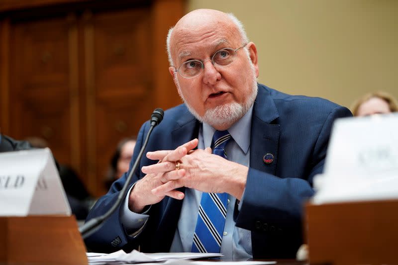 FILE PHOTO: Dr. Robert Redfield testifies about coronavirus preparedness and response in Washington