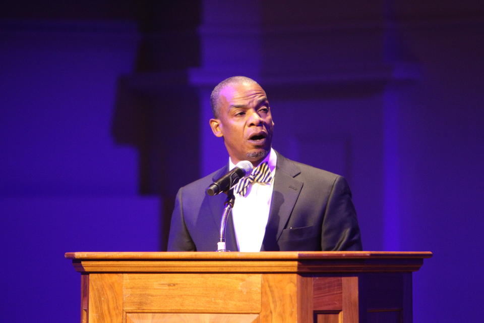 John Gates, dean of diversity and inclusion&nbsp;at the University of Virginia School of Engineering and Applied Science, speaks at an on-campus "Excellence Through Diversity" series event on Sept. 8.&nbsp; (Photo: Richard Dizon/The Cavalier Daily)