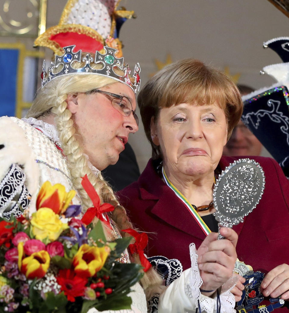 German Chancellor Angela Merkel, attends a reception for carnival clubs