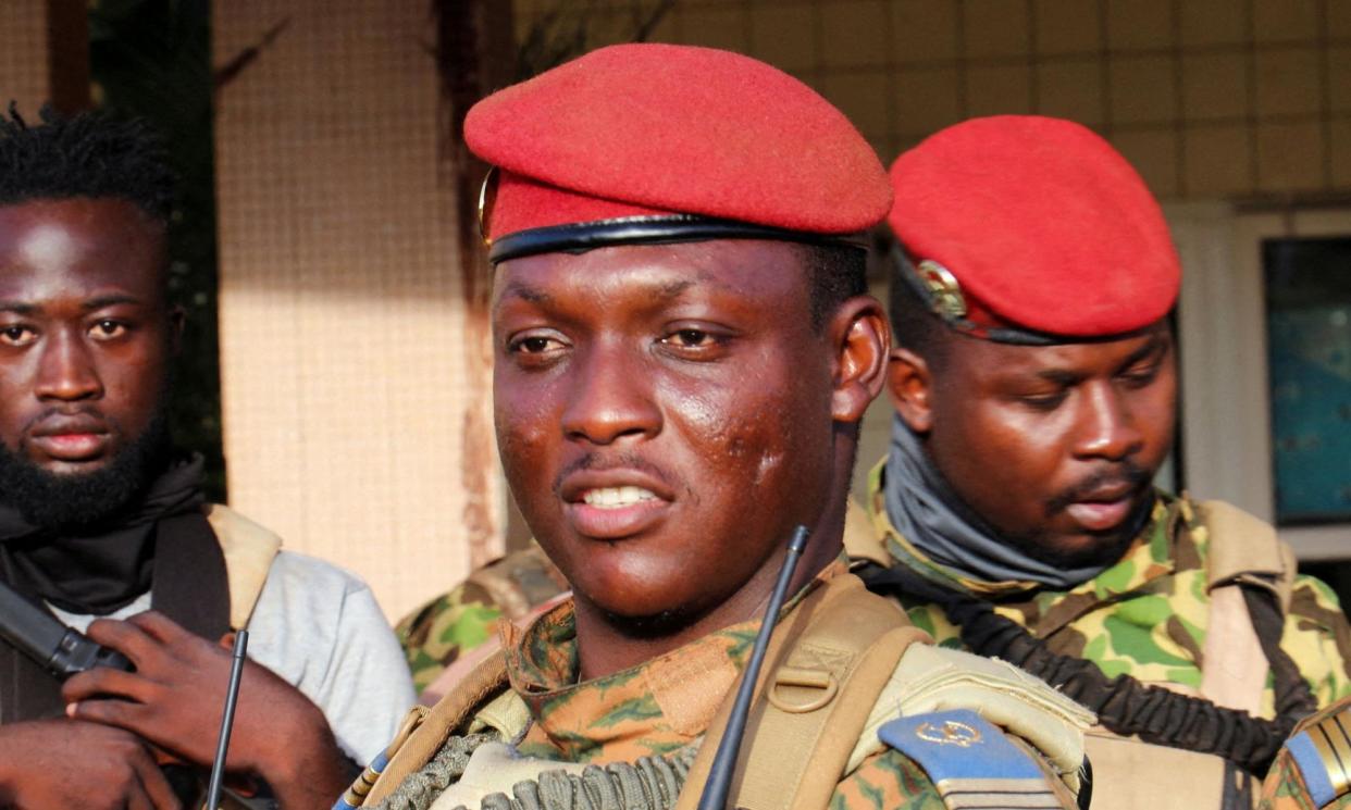 <span>Burkina Faso is under the rule of a junta led by Ibrahim Traoré, who became Africa’s youngest leader after a coup in September 2022.</span><span>Photograph: Vincent Bado/Reuters</span>