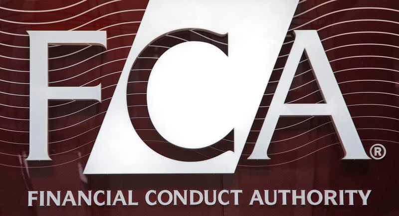 FILE PHOTO: The logo of the new Financial Conduct Authority is seen at the agency's headquarters in the Canary Wharf business district of London