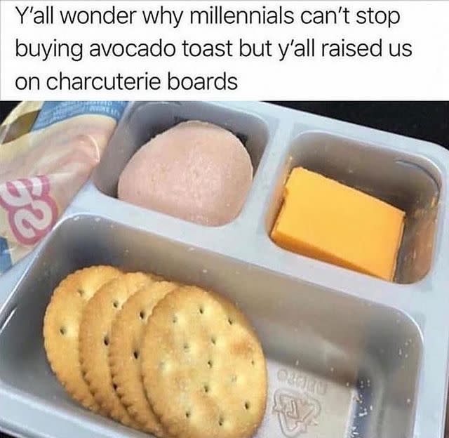 <p>Look at most millennials' Insta grids and you'll find a posh charcuterie snap. And it's all Dairylea Lunchables' fault.</p><p><a href="https://www.instagram.com/p/CDX4jOhjN1j/" rel="nofollow noopener" target="_blank" data-ylk="slk:See the original post on Instagram;elm:context_link;itc:0;sec:content-canvas" class="link ">See the original post on Instagram</a></p>