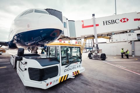 The tug engages on a British Airways Brussels-bound aircraft - Credit: Stuart Bailey/British Airways