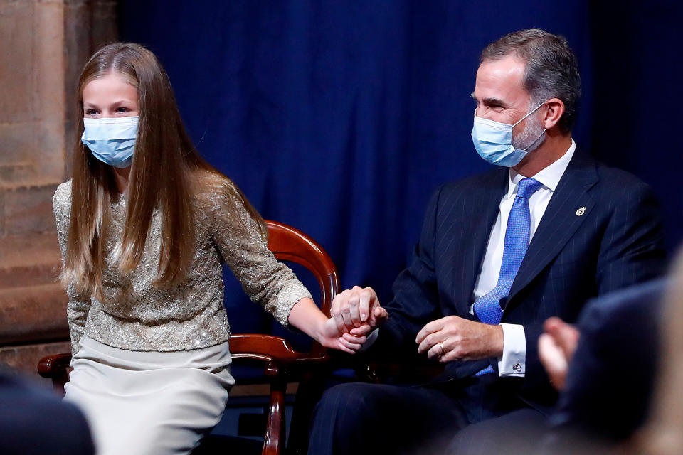 La pandemia fue clave en el segundo discurso de la princesa Leonor en los premios que llevan su título. (Photo by Andres BALLESTEROS / POOL / AFP) (Photo by ANDRES BALLESTEROS/POOL/AFP via Getty Images)