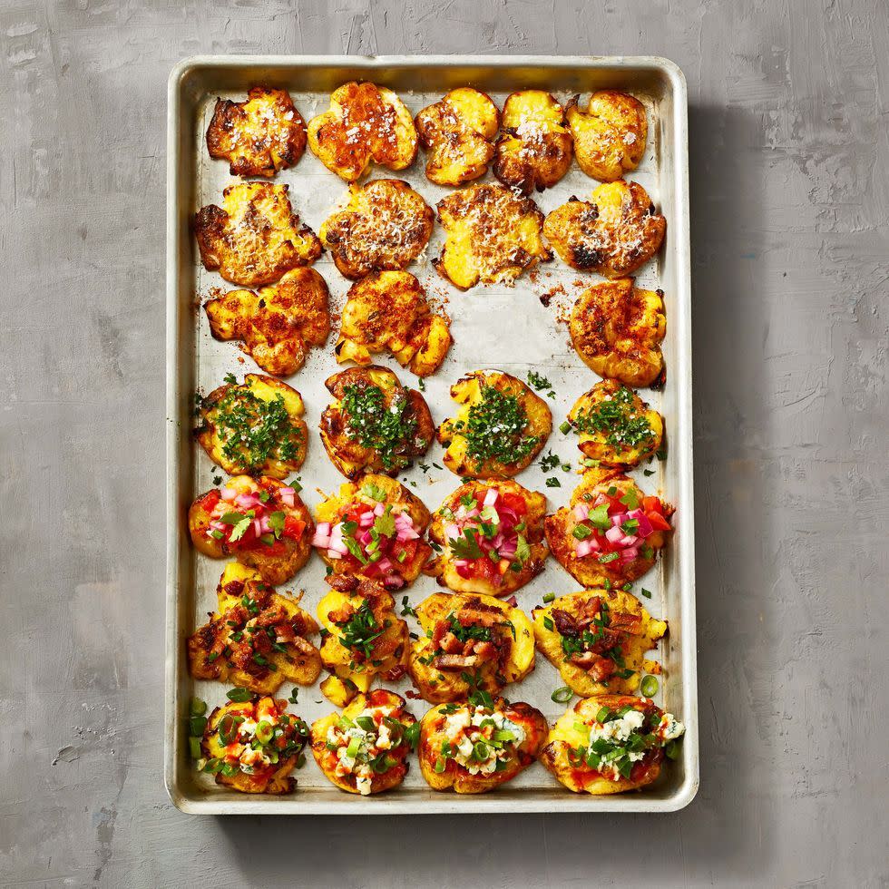 crispy roasted potatoes on a sheet pan