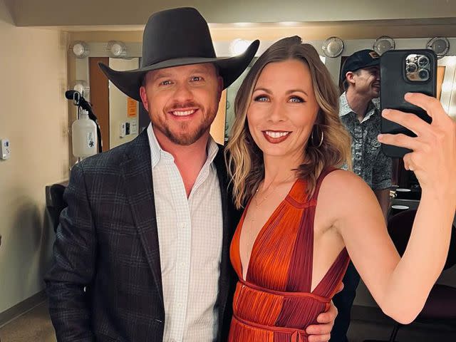 <p>Cody Johnson Instagram</p> Cody Johnson and his wife Brandi Johnson smile for a mirror selfie.