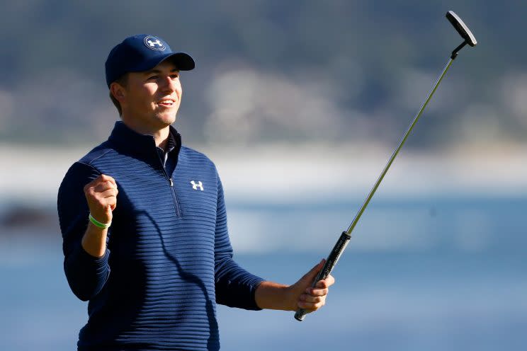 Jordan Spieth had a comfortable walk up No. 18 on Sunday. (Getty Images)