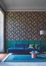 <p>Love jewel colours? Bring colour and character to your living room with punchy hues. Team <a href="https://www.housebeautiful.com/uk/renovate/diy/a35288060/how-to-panel-wall/" rel="nofollow noopener" target="_blank" data-ylk="slk:wall panelling" class="link ">wall panelling</a> with a pretty, floral wallpaper design to make your room sing with personality. </p><p>Pictured: Bougainvillea (Rouge, Leaf Green & Cerulean Sky on Charcoal), <a href="https://www.wallpaperdirect.com/products/cole-son/bougainvillea/167257" rel="nofollow noopener" target="_blank" data-ylk="slk:Cole & Son" class="link ">Cole & Son</a></p>