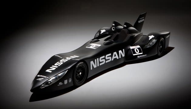 NISSAN DELTAWING LE MANS - A product of the 24 Hours of Le Mans race, the Nissan DeltaWing is an actual race car that was invited to participate in the 2012 Le Mans race. Designed to dramatically reduce aerodynamic drag, the DeltaWing runs on a four-cylinder turbocharged direct injection engine with a 300-brake horsepower capacity. And it does look like something Bats would fancy.