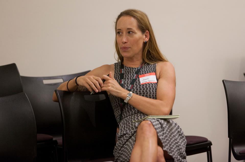 Environment reporter Joan Meiners listens to residents gathered at the St. George Library to discuss water issues July 26, 2021. These topics, among many others, are covered in the The Water Tap series on The Spectrum & Daily News.