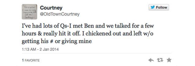 Courtney created a Twitter account to help find 'Ben'. Photo: Twitter.