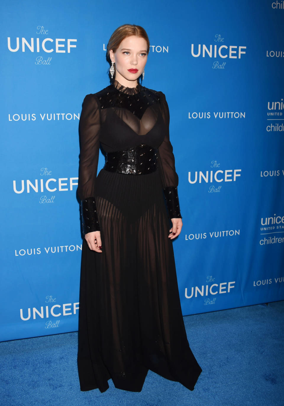 <p>Witchy and wonderful was the look for Léa Seydoux, who turned out for the event in this sheer and studded confection.</p>