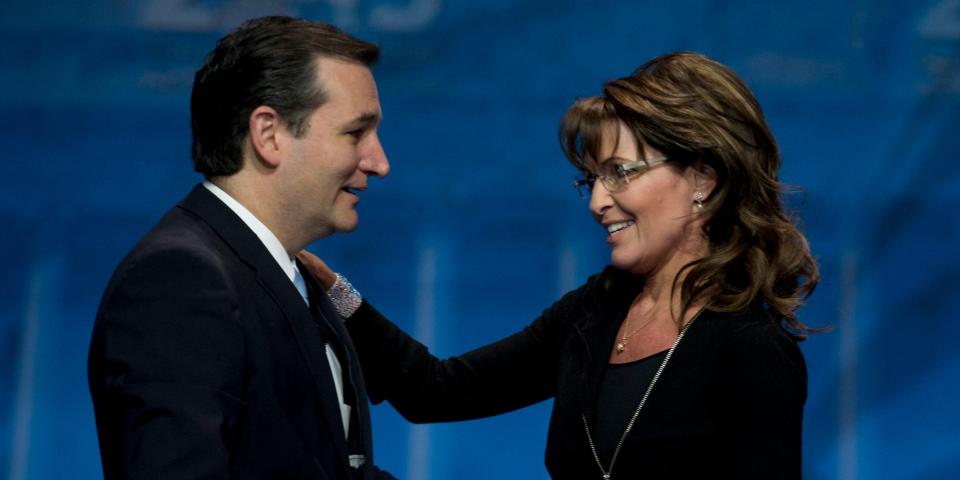 Cruz and Palin at CPAC in Washington, DC on March 16, 2013.