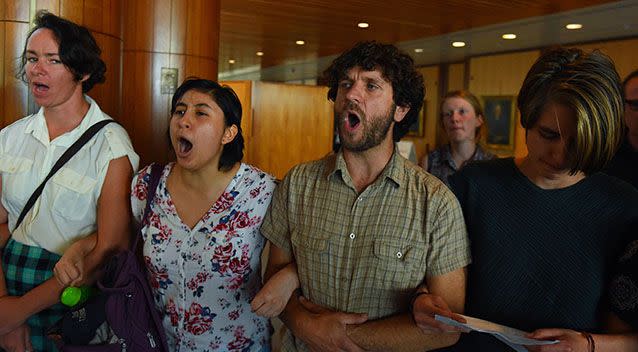 The protesters disrupted Question Time, causing the speaker to suspend the session. Photo: AAP