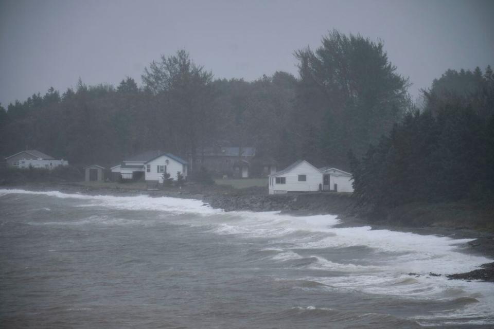 Wind and rain from post-tropical storm Fiona hits the shoreline of the Bras d'Or Lake in Irish Cove, N.S. on Sept. 24, 2022. 