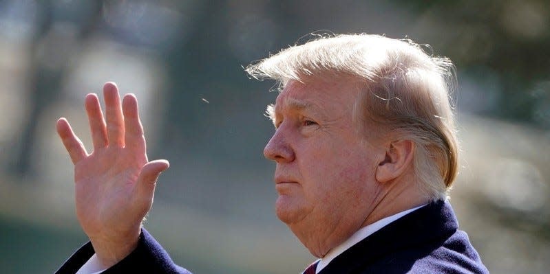 FILE PHOTO - U.S. President Donald Trump waves as he walks on South Lawn of the White House before his departure for an annual physical test at the Walter Reed National Military Medical Center in Bethesda, Maryland, in Washington, U.S., February 8, 2019. REUTERS/Yuri Gripas
