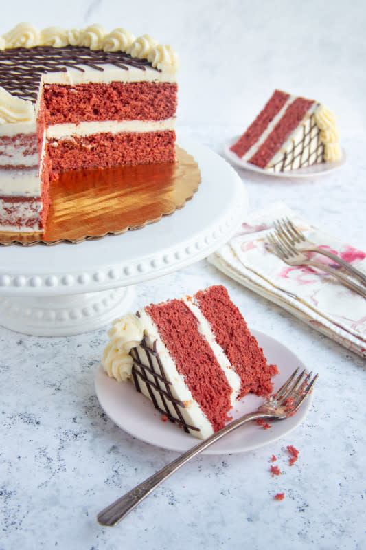 <p>Bakes by Brown Sugar</p><p>This beautiful Red Velvet Cake is a moist and fluffy chocolate cake with a hint of vanilla. The Mascarpone Buttercream is so rich and creamy that you may be tempted to eat it all by itself. It's the perfect treat for a celebration.</p><p><strong>Get the recipe: <a href="https://bakesbybrownsugar.com/red-velvet-cake-with-mascarpone-buttercream/" rel="nofollow noopener" target="_blank" data-ylk="slk:Red Velvet Cake with Mascarpone Buttercream;elm:context_link;itc:0;sec:content-canvas" class="link rapid-noclick-resp">Red Velvet Cake with Mascarpone Buttercream</a></strong></p><p><strong>Related: <a href="https://parade.com/735523/lisamarcaurele-2/sugar-free-cupcakes-to-make-any-moment-more-special/" rel="nofollow noopener" target="_blank" data-ylk="slk:Sugar-Free Cupcakes You'll Love;elm:context_link;itc:0;sec:content-canvas" class="link rapid-noclick-resp">Sugar-Free Cupcakes You'll Love</a></strong></p>