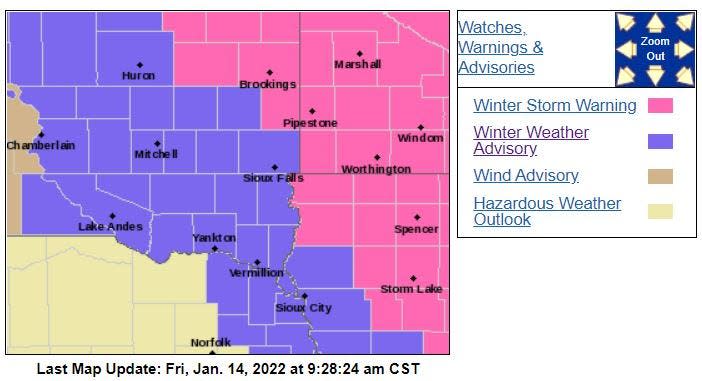 Warnings for the region as of 9:30 a.m. Friday