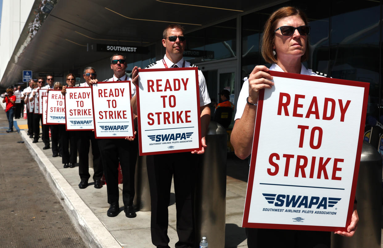  Southwest Airlines pilots on strike. 