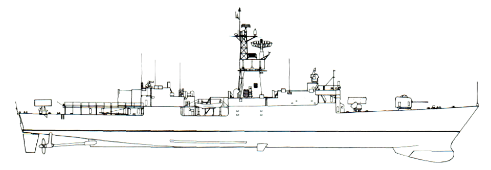 <em>Knox</em> class frigate, drawing, from the 1974 <em>All Hands</em> magazine. <em>All Hands</em>