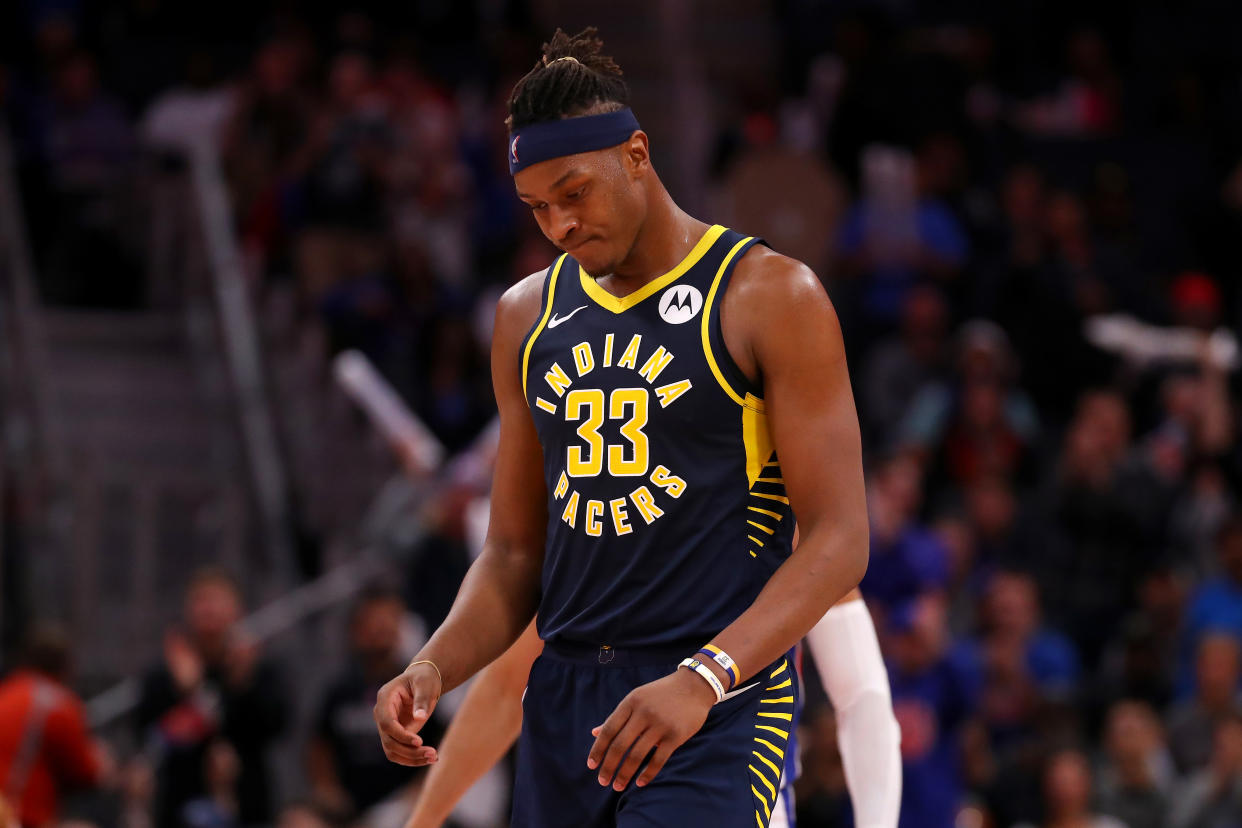 Pacers big man Myles Turner suffered a right ankle sprain against the Nets on Wednesday. (Getty Images)