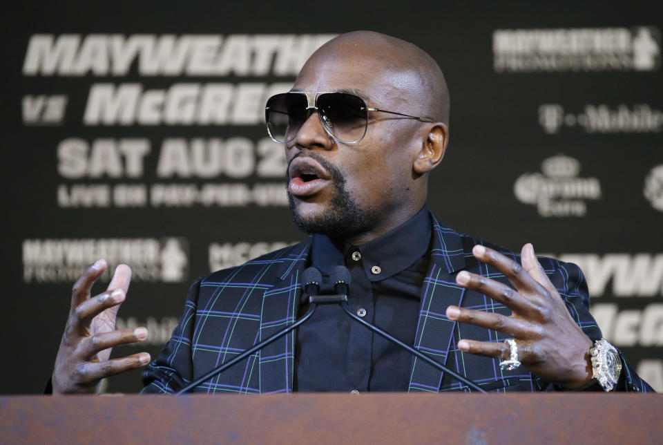 Floyd Mayweather, famous for cashing giant checks and getting into IRS trouble, boasted about buying an $18 million watch on Wednesday. (AP)