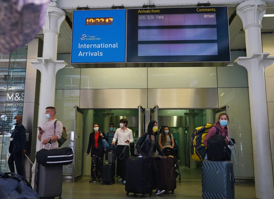 Travellers arriving from France on the Eurostar at St Pancras International railway station (PA Wire)