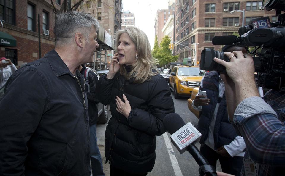 Alec Baldwin confronts reporter Linda Schmidt of FOX TV about what his wife Hilaria Thomas said was an altercation involving her and Schmidt, outside his apartment in New York