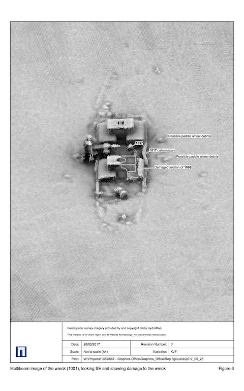 The wreck on the Leila on the seabed in Liverpool Bay - Credit: Historic England