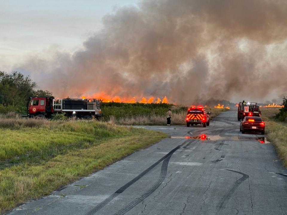 Palm Bay Fire Rescue had to contend with fast moving fires over the weekend after a local rocket club had a “mission malfunction.”