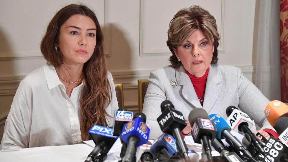Mimi Haley, left, and attorney Gloria Allred at a press conference on Oct. 24, 2017 in New York City. (Mike Coppola/Getty Images)