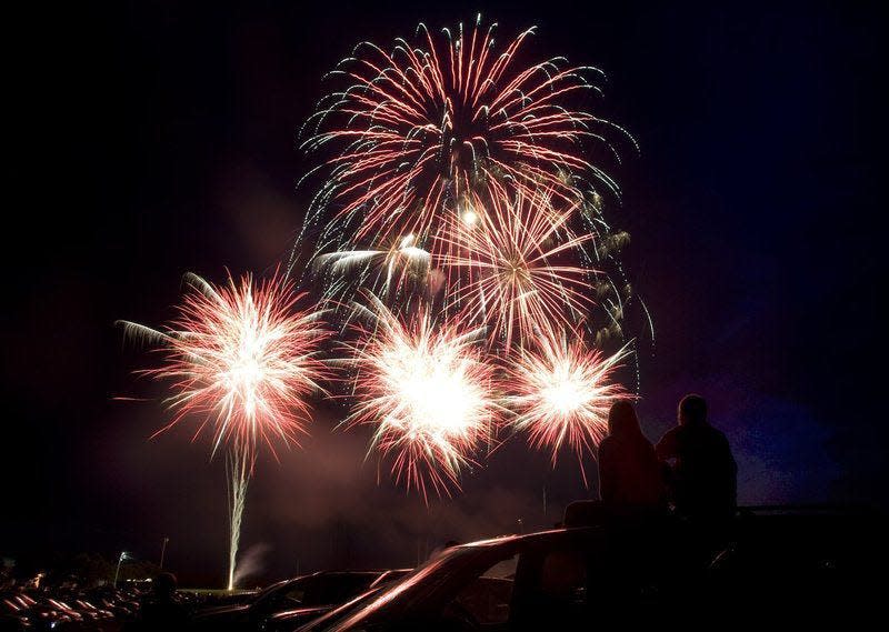 Fireworks explode over the Monroe County Fairgrounds in this photo from 2014.