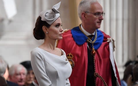 Angelina Jolie arrives at St Paul's Cathedral - Credit: Leon Neal/Getty