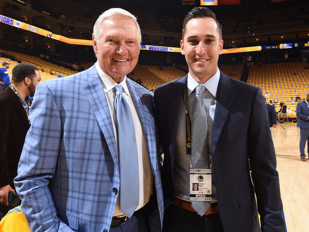 Andrew D. Bernstein/NBAE/Getty Jonnie West with his dad Jerry West in 2017.