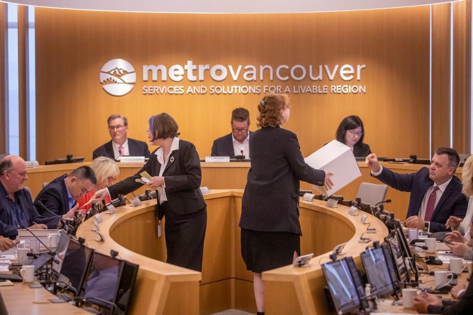 Directors for Metro Vancouver vote for a new chair on Friday June 28, 2024 in Burnaby B.C.