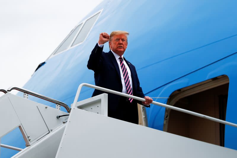 U.S. President Donald Trump departs Washington for travel to Phoenix, Arizona at Joint Base Andrews, Maryland 