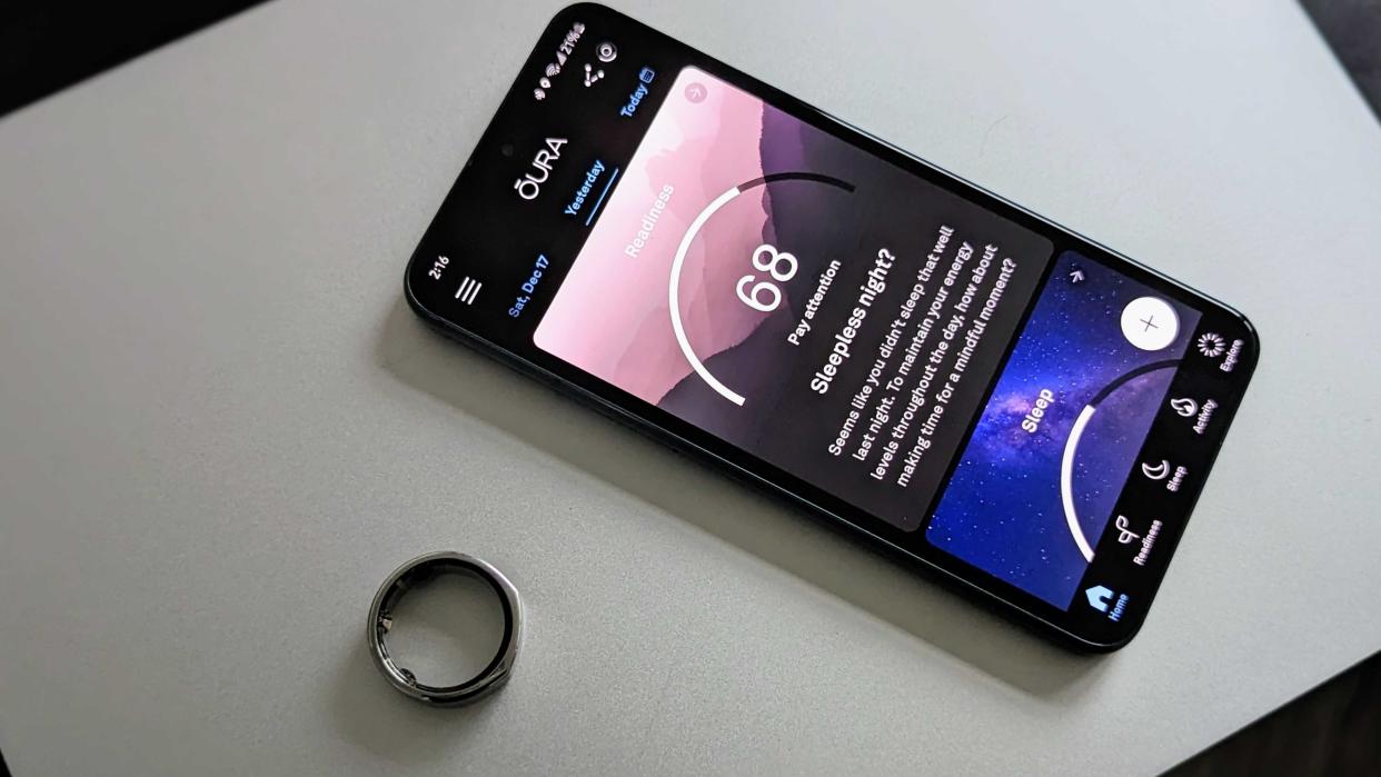  The Oura Ring (Gen 3) and the companion app. 