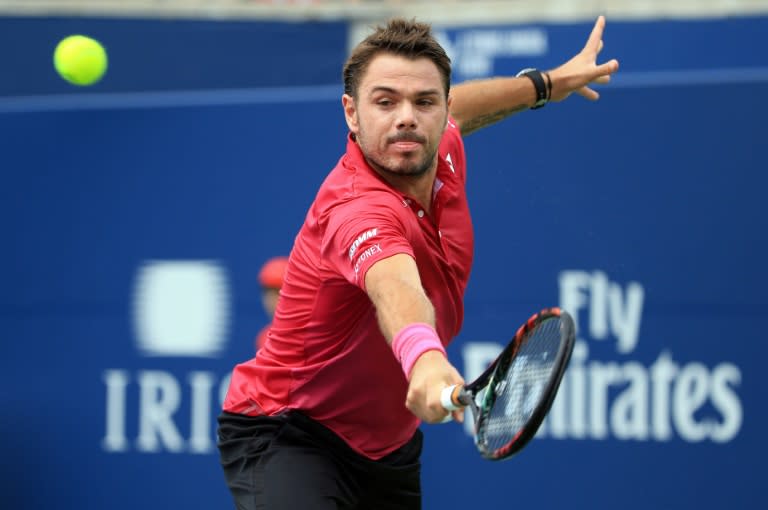 Stan Wawrinka of Switzerland, pictured on July 28, 2016, reached the quarter-finals at the Toronto Masters for his first time in five years with a win against American Jack Sock