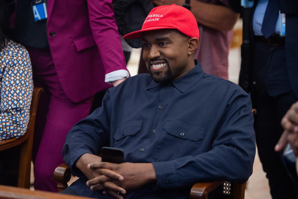 Rapper Kanye West appeared on the Oct. 24 episode of "The Joe Rogan Experience" to discuss his political aspirations. (Photo: SAUL LOEB/AFP/Getty Images)