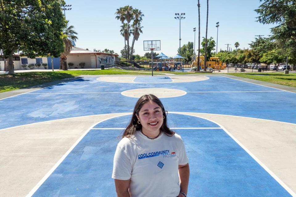 Melanie Torres on a basketball court