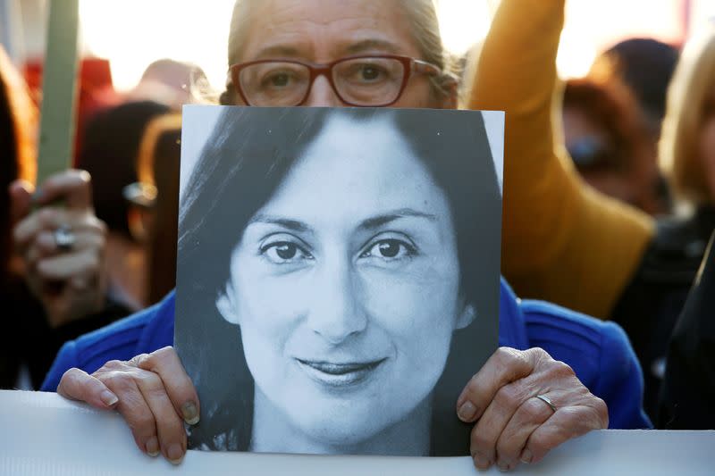 Demonstration to demand justice over the murder of journalist Daphne Caruana Galizia, in Valletta
