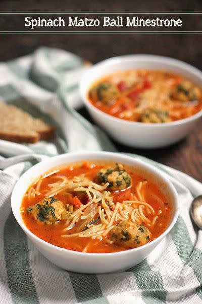 21) Spinach Matzo Ball Minestrone Soup