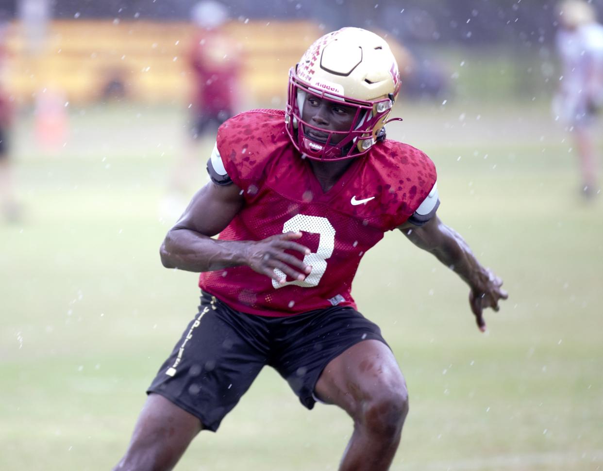 Florida High football players participate in spring practice on Wednesday, May 1, 2024, at Florida High