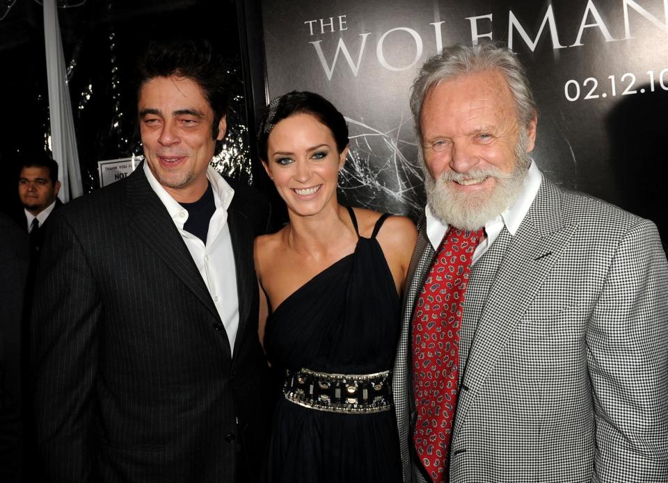 Benicio Del Toro, Emily Blunt and Sir Anthony Hopkins starred in the 2010 film The Wolf Man, which included scenes filmed at Chatsworth House.  (Photo: Getty Images/Kevin Winter)