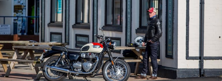 Understanding their clientele, many British pubs allow motorcycle parking just about anywhere.