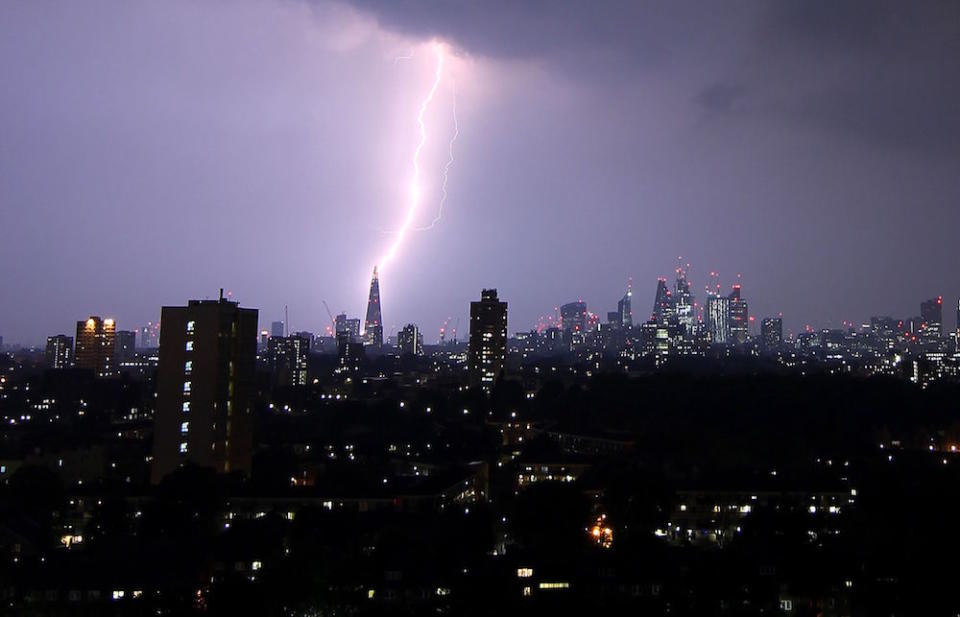 The skies over London and southern England were lit up by the ‘mother of all thunderstorms’