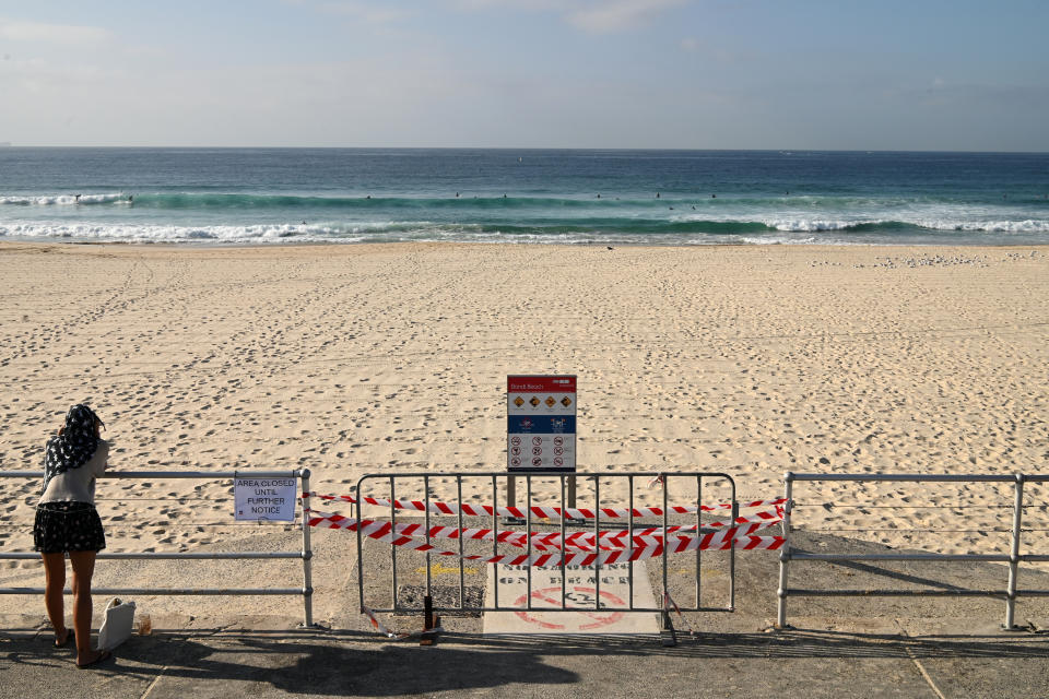 General view of a closed Bondi Beach after it was closed. Source: AAP