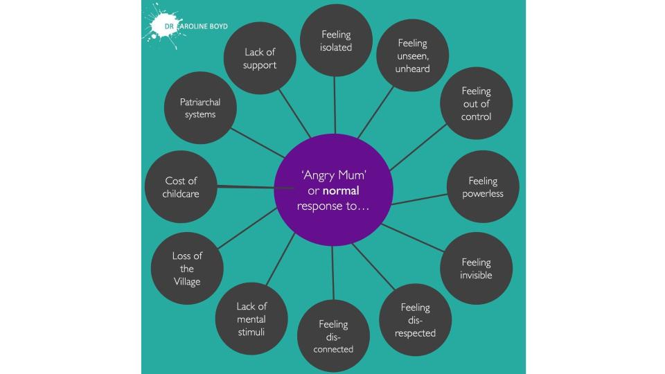 Infographic of 'angry mum' reasons