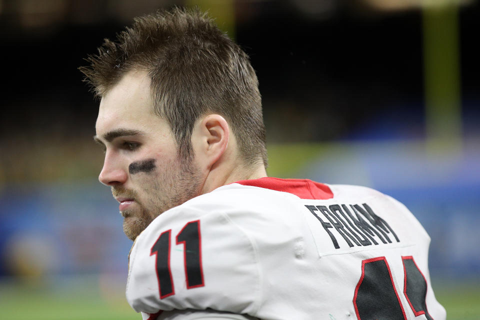 Jake Fromm's plunge to the 2020 NFL draft's fifth round could give Kirby Smart a reputation at Georgia for poor quarterback development. (Photo by Chris Graythen/Getty Images)