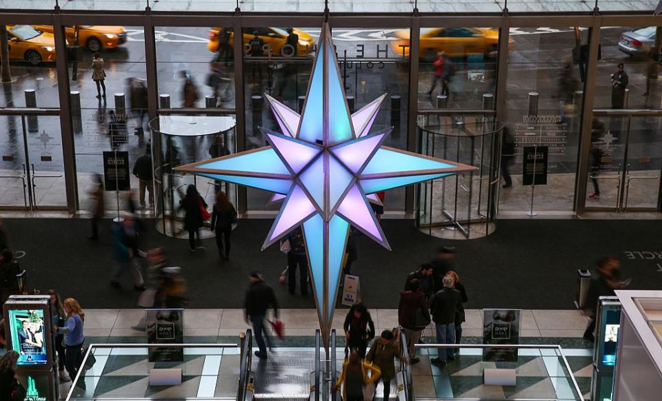 Illuminated Christmas decorations are seen at the streets and malls in New York, on December 23, 2015.